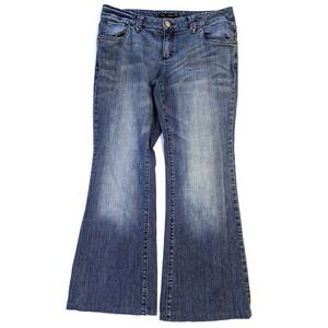 Mossimo Premium Denim Flare Jeans Medium Wash Wide Leg Size 10 (fits 33x30)